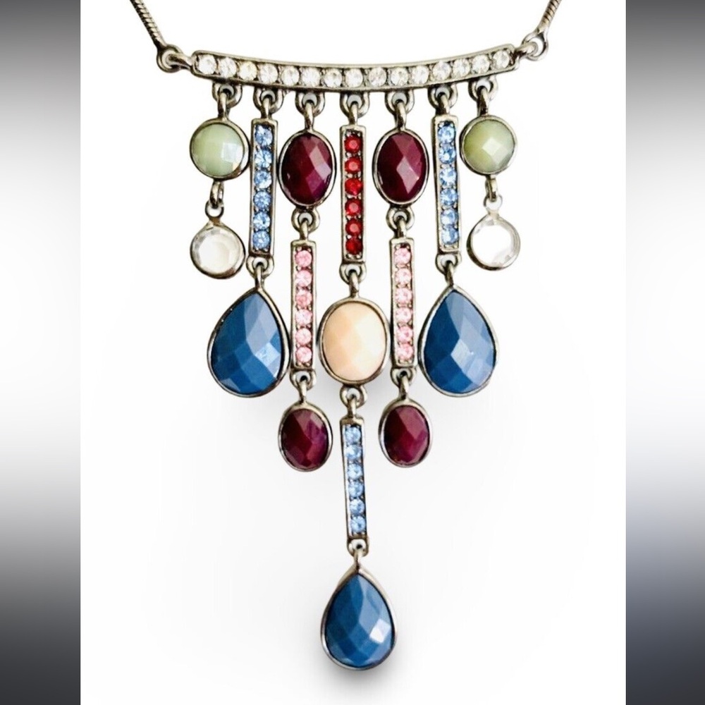 Lia Sophia Peacock Multi-color Cut‎ Crystals & Resin Beads Necklace Vinta…